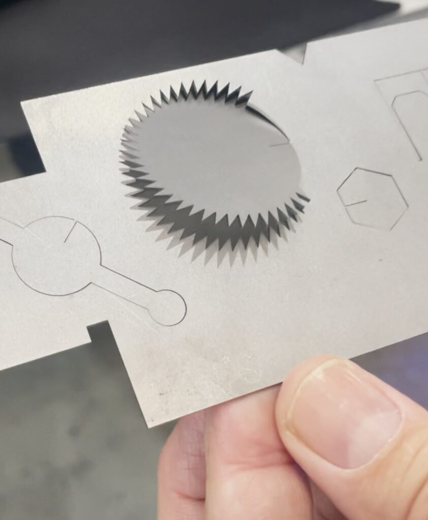 sharp points and fine detail sample cut on a revolution x fiber laser
