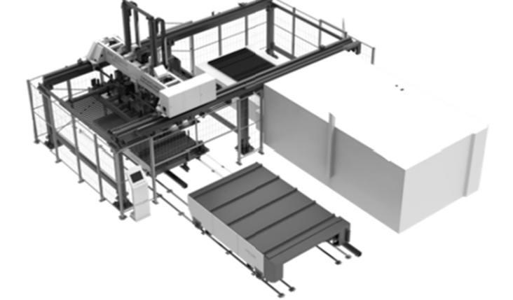 titan automation layout rendering for revolution x fiber laser